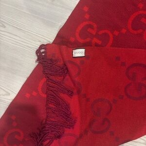 Gucci Vibrant Red Logo Scarf